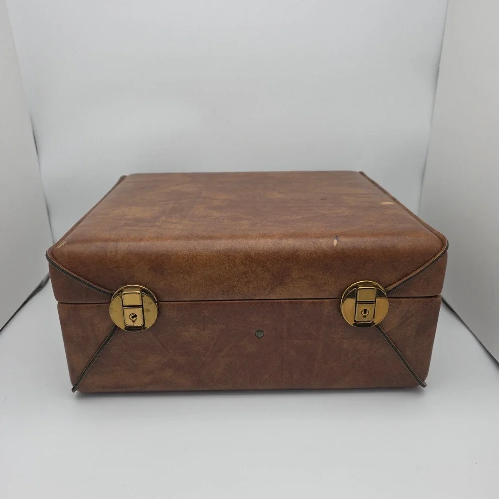 Vintage Travel Bar Case Brown Leather Mid Century Retro Speakeasy‎ Barware 1970s